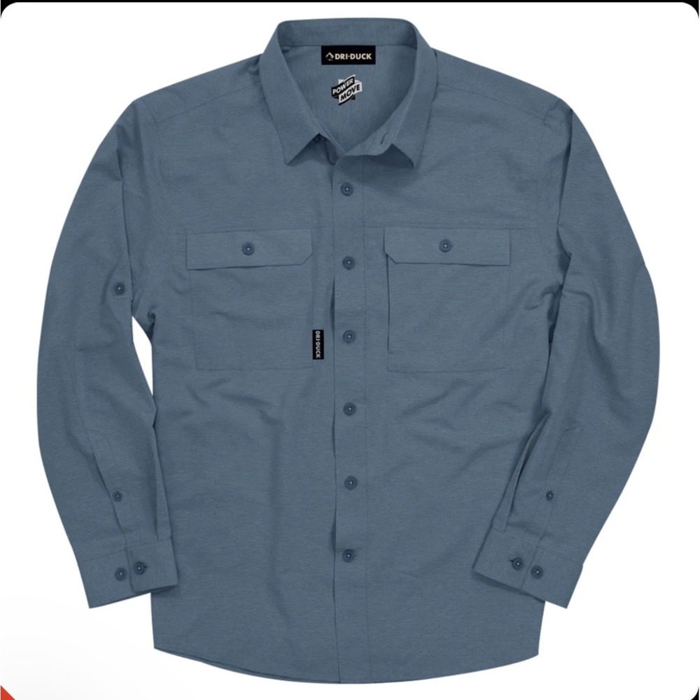 Dri Duck Crossroad Work Shirt Mens 3XL Blue Long Sleeve Vented UPF 50+ Fishing
